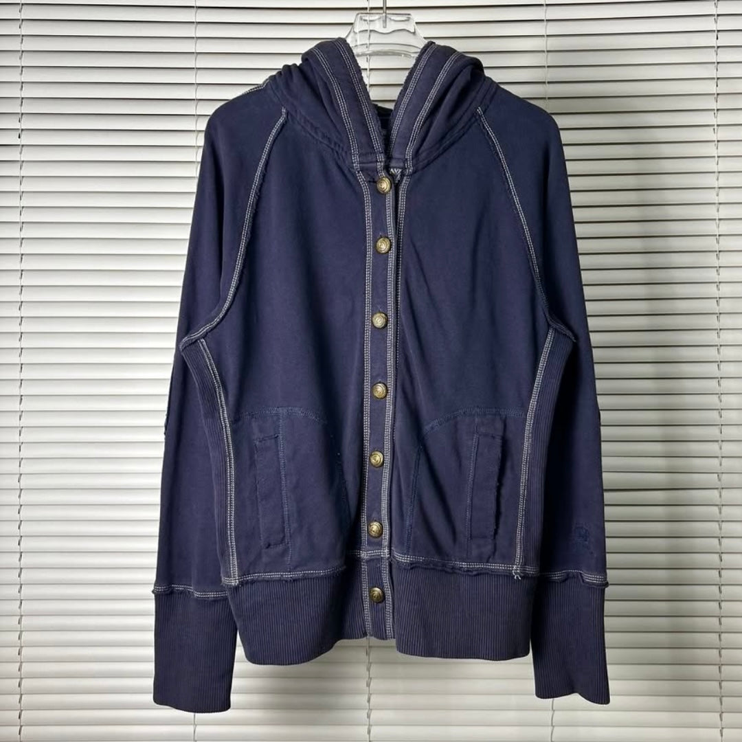 Polo navy button up hoodie