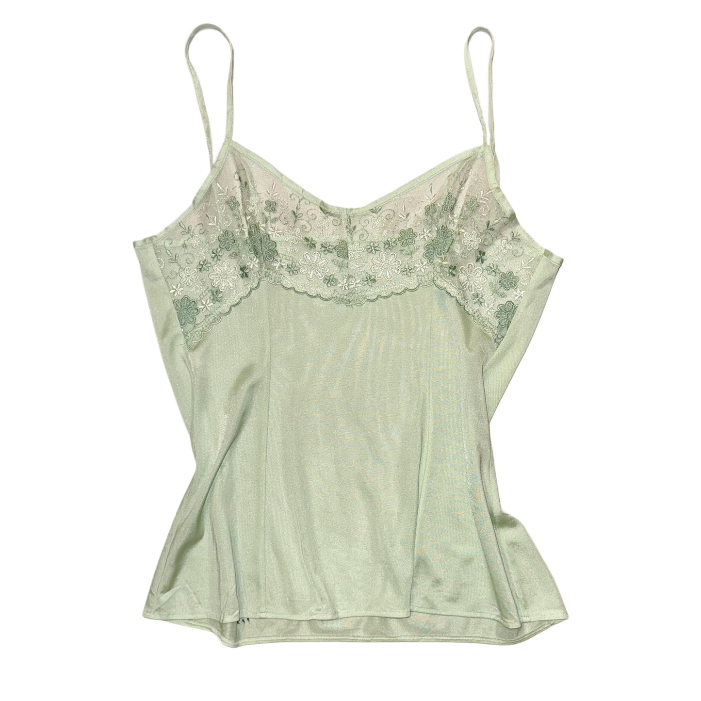 Mint lace silk cami