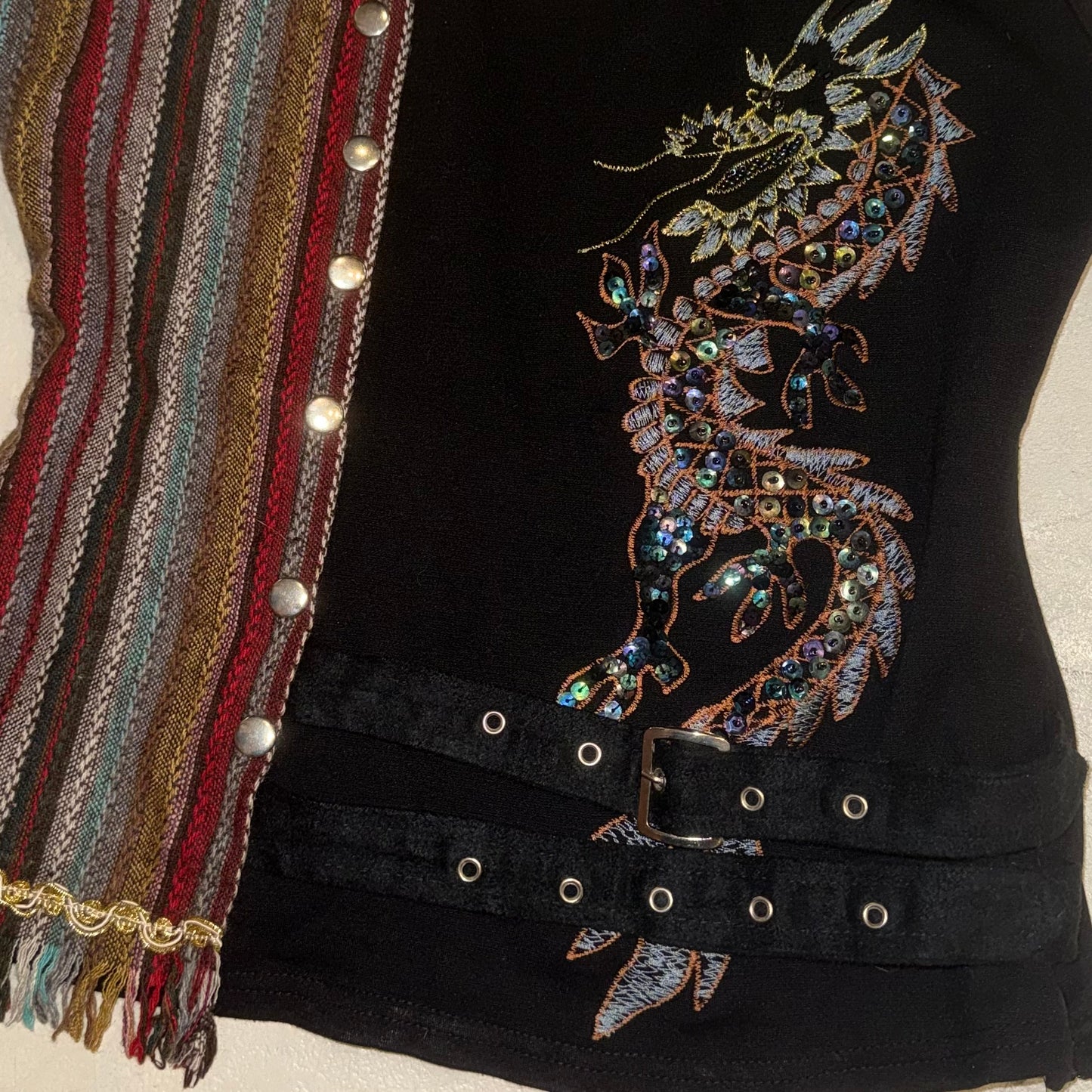 Embroidered dragon top