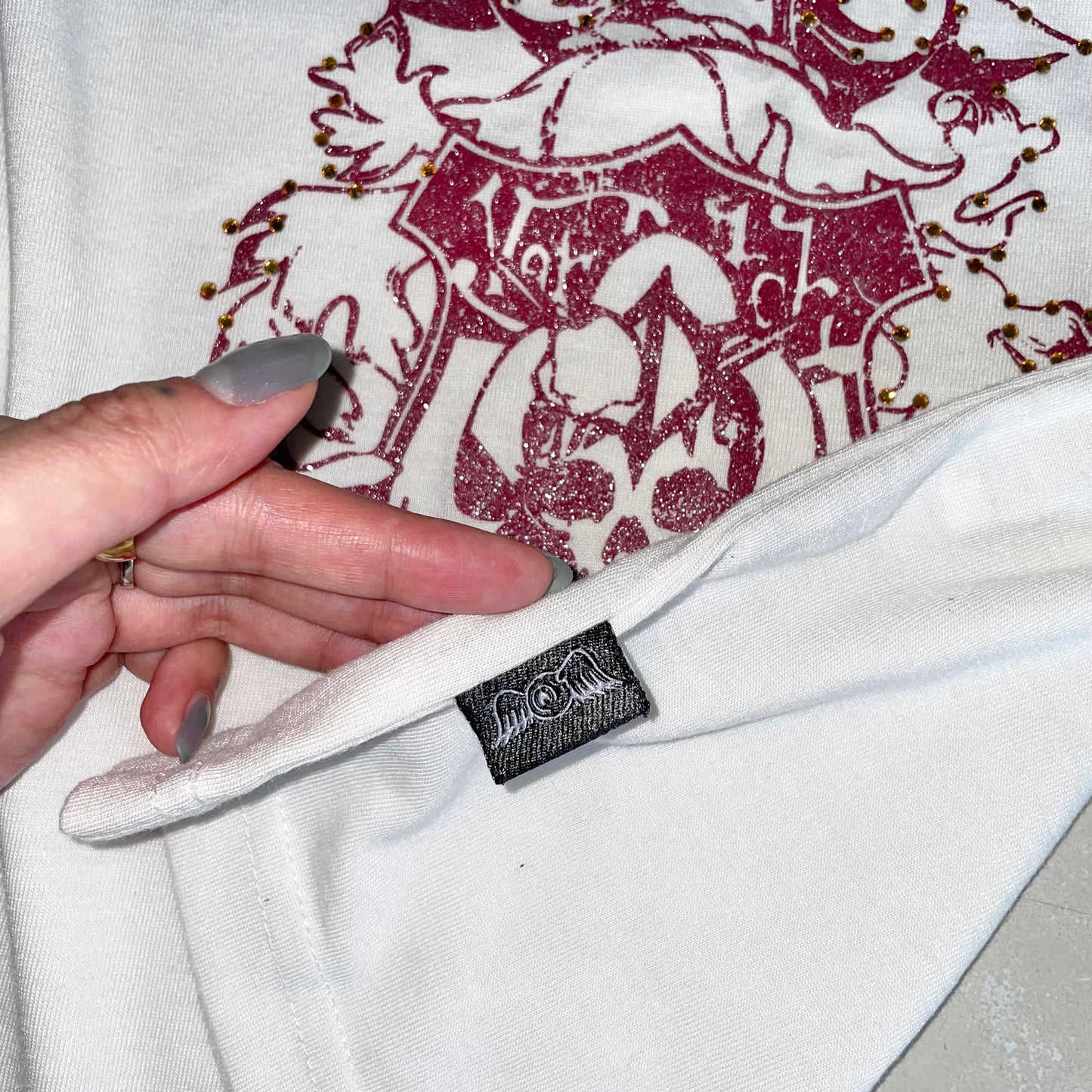 Von Dutch rhinestones white tee
