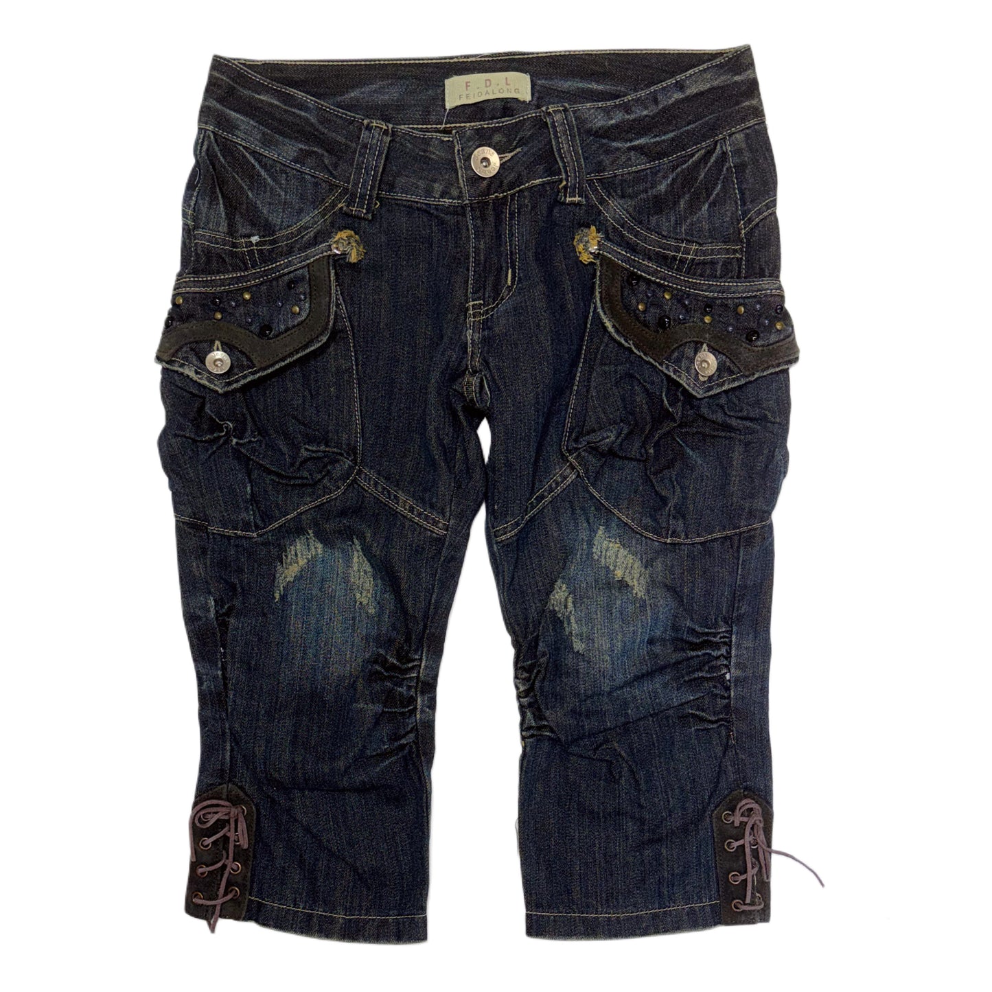 Denim rivets capris