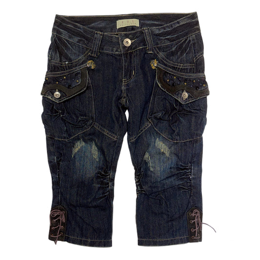Denim rivets capris