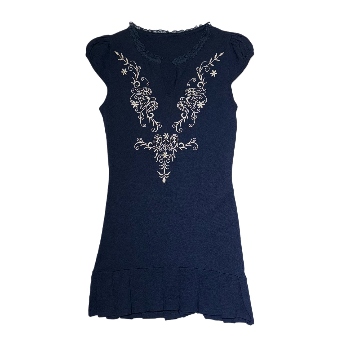 Navy floral embroidered dress