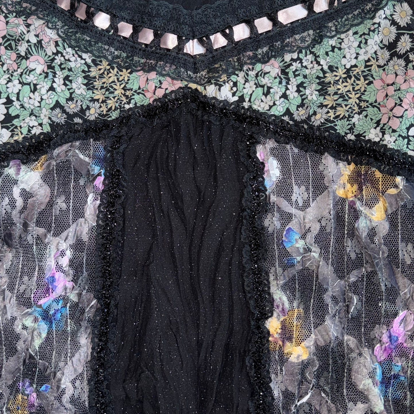 Black floral lace cami