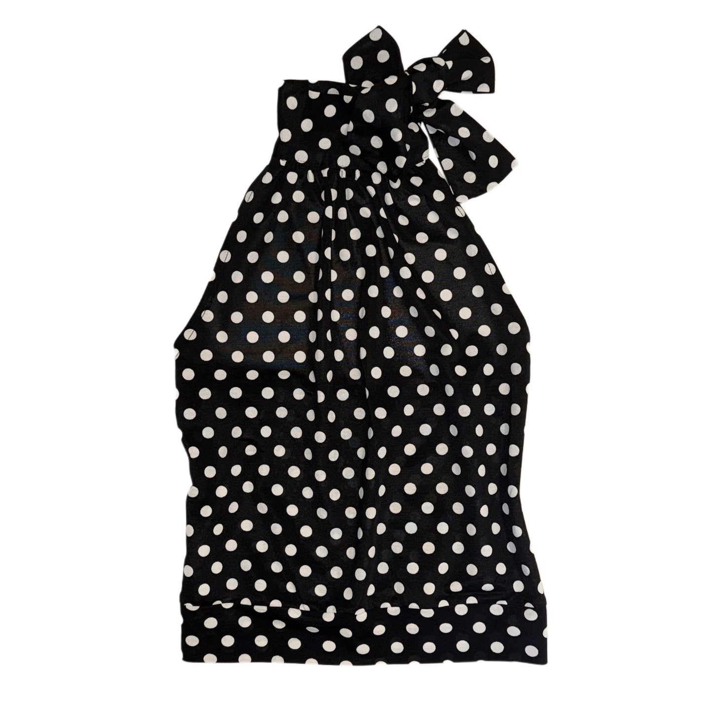 Black polka dot backless mesh top