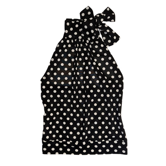 Black polka dot backless mesh top
