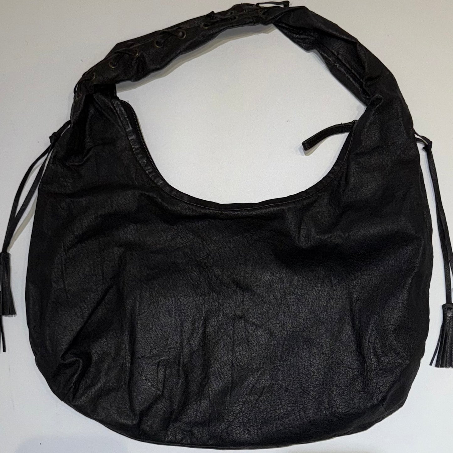 Black leather rivets shoulder bag