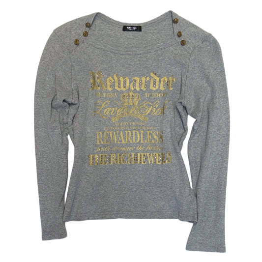 Grey long sleeve with gold button