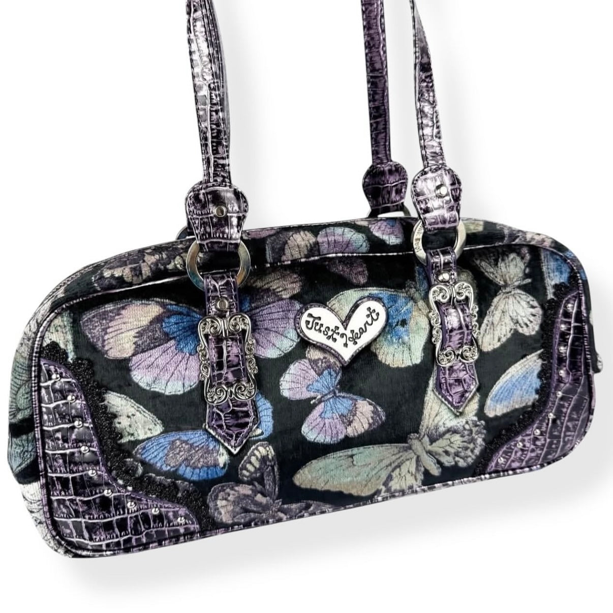 Think Bee purple butterflies shoulder bag