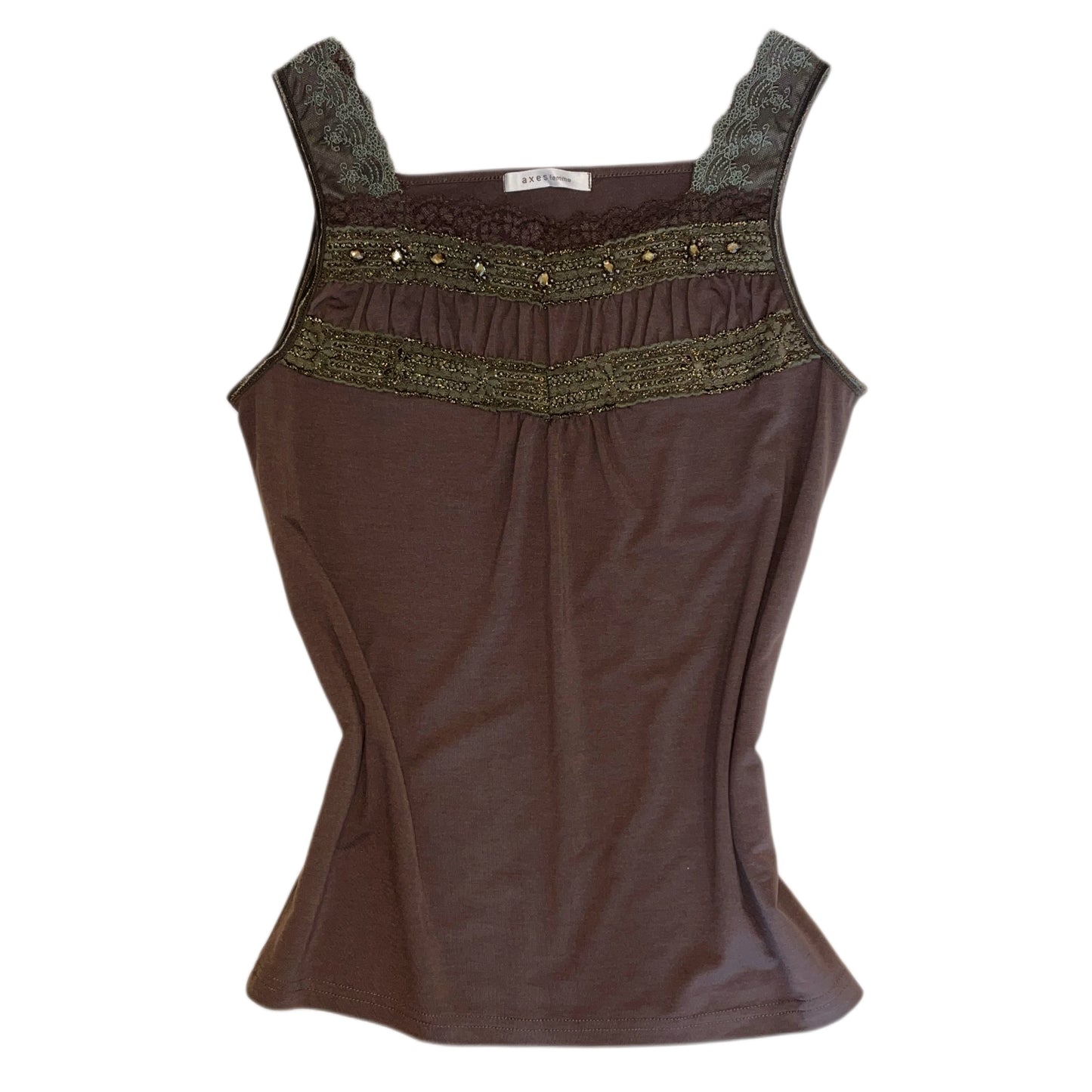 Axes Brown green lace top