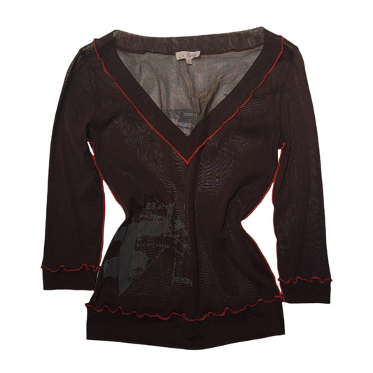 La Bella memory brown mesh top