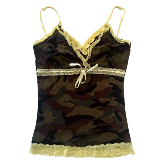 Camo yellow lace tank