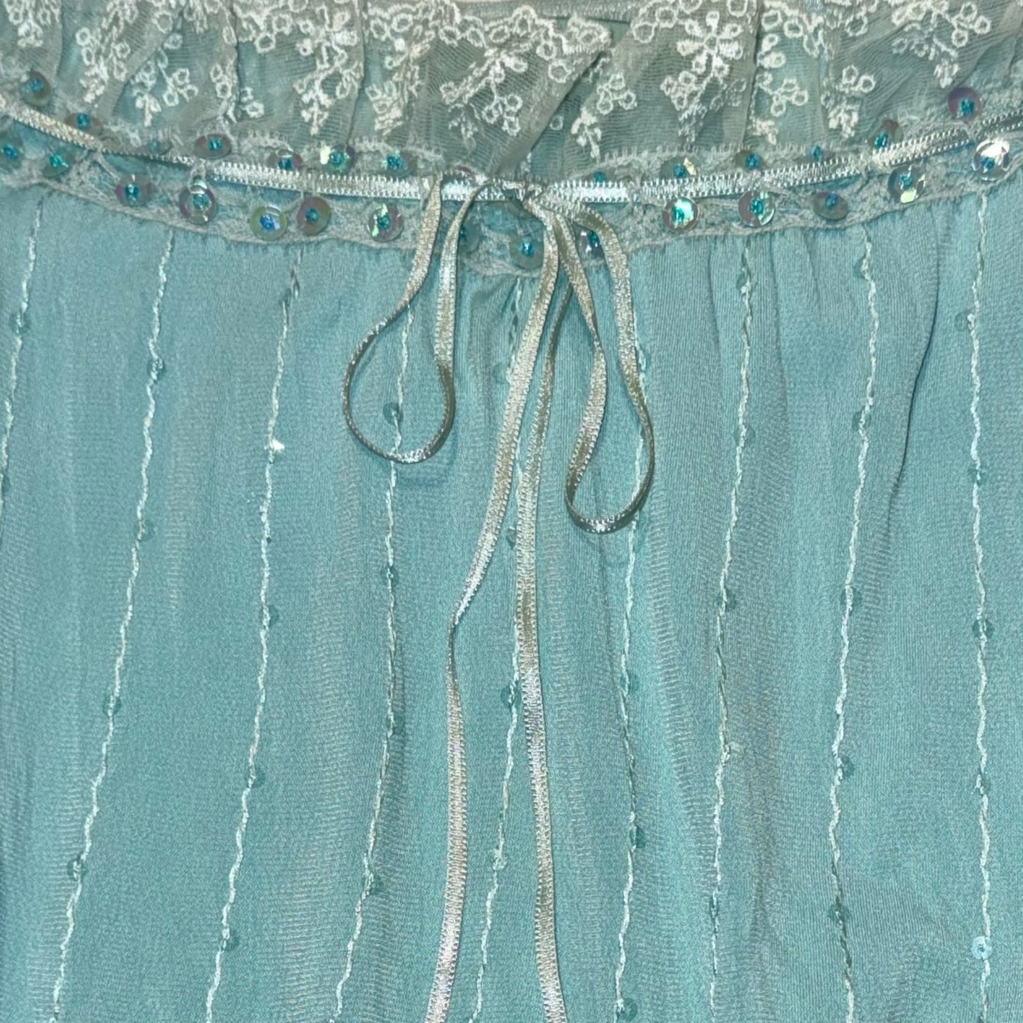 Tiffany blue embroidered lace tank