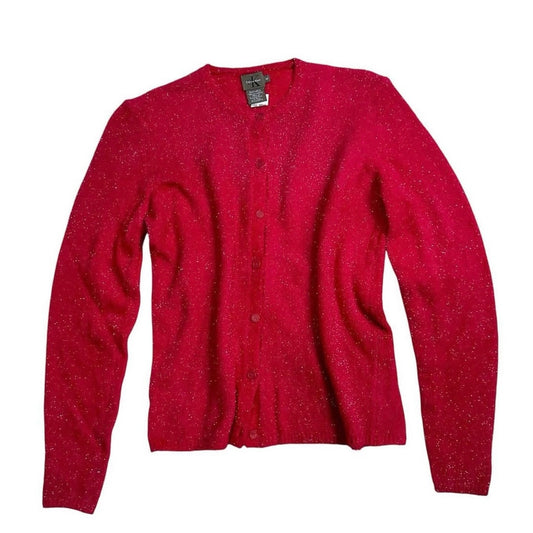 Calvin Klein Red knitted glittering cardigan