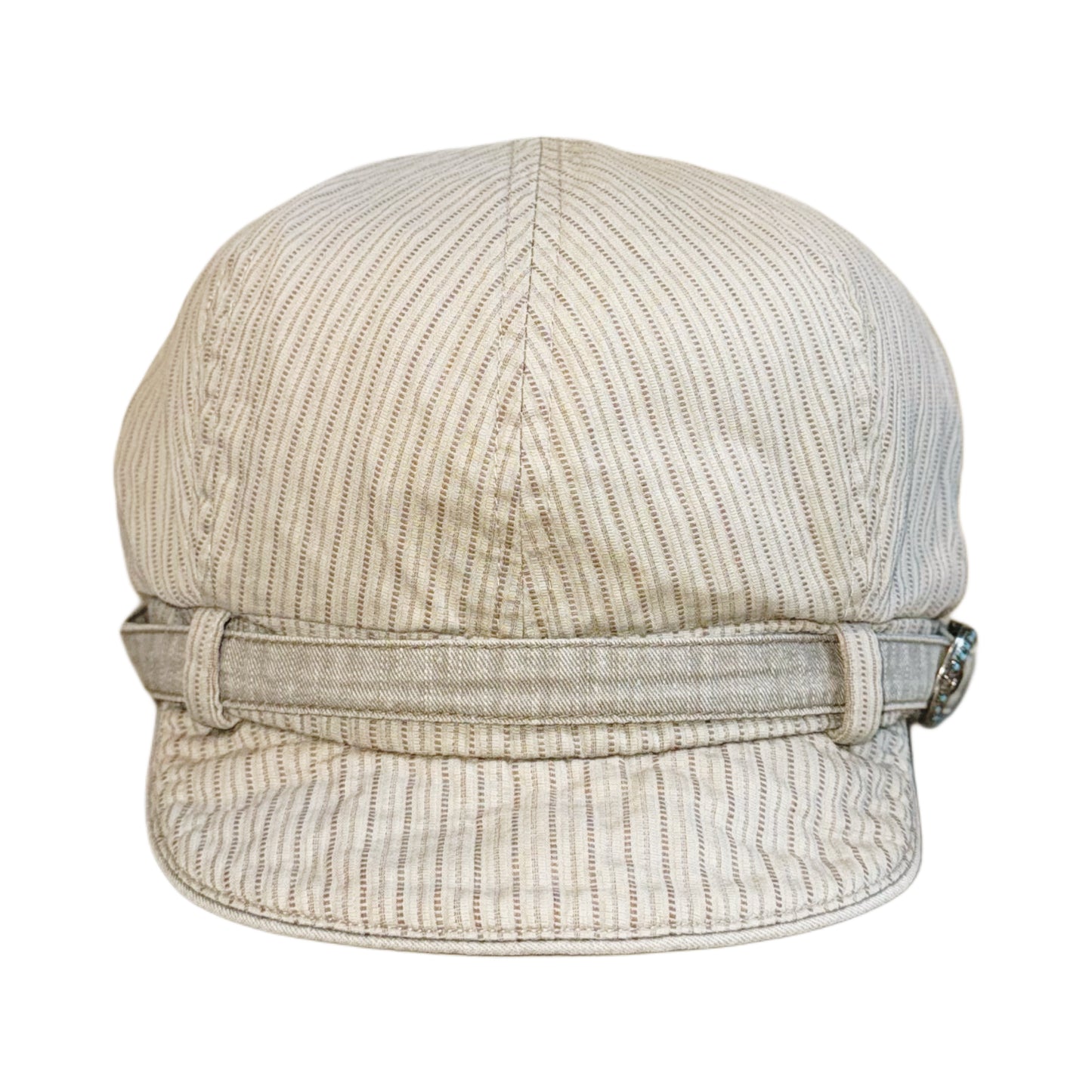 Ivory strips hat with belt detail