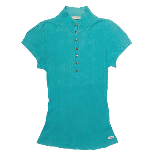 Haas teal button top