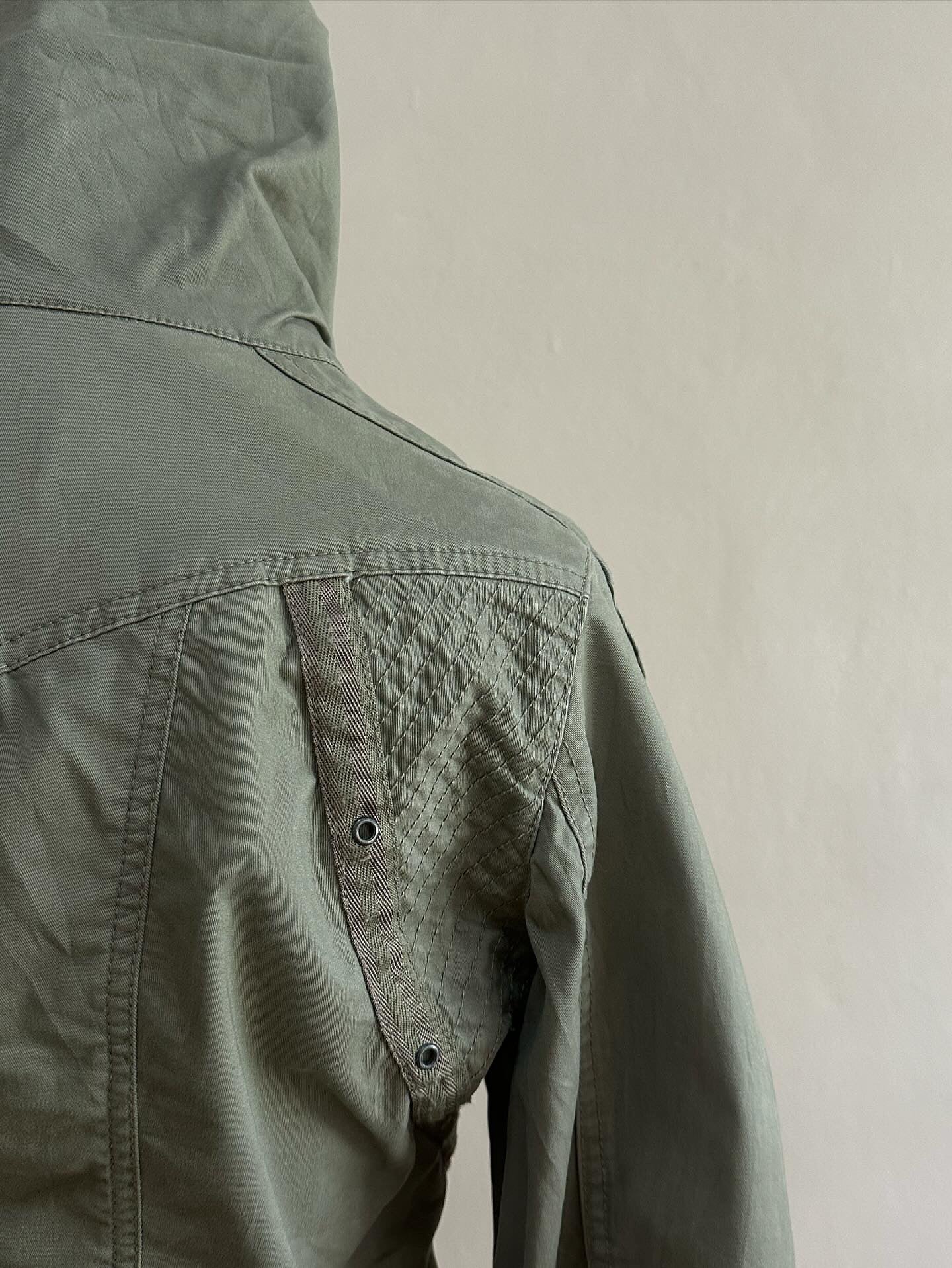 Diesel canvas green solid zip jacket