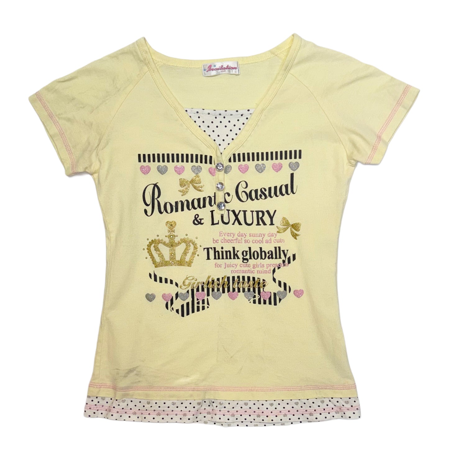 Light yellow polka dot layered top