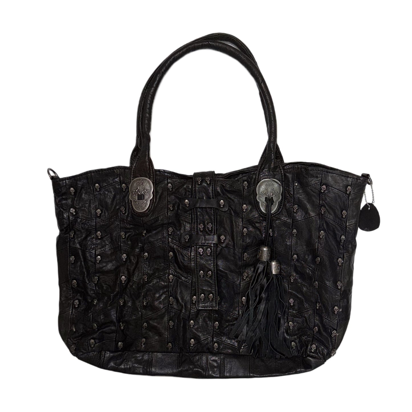 Black leather skull bag