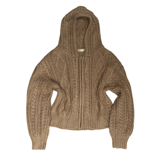Brown knit zip up hoodie