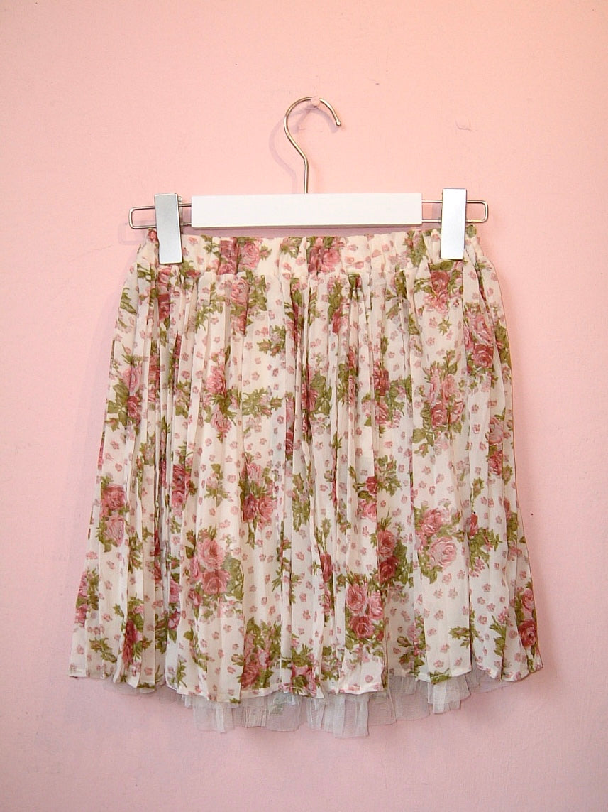 White Floral layered Skirt