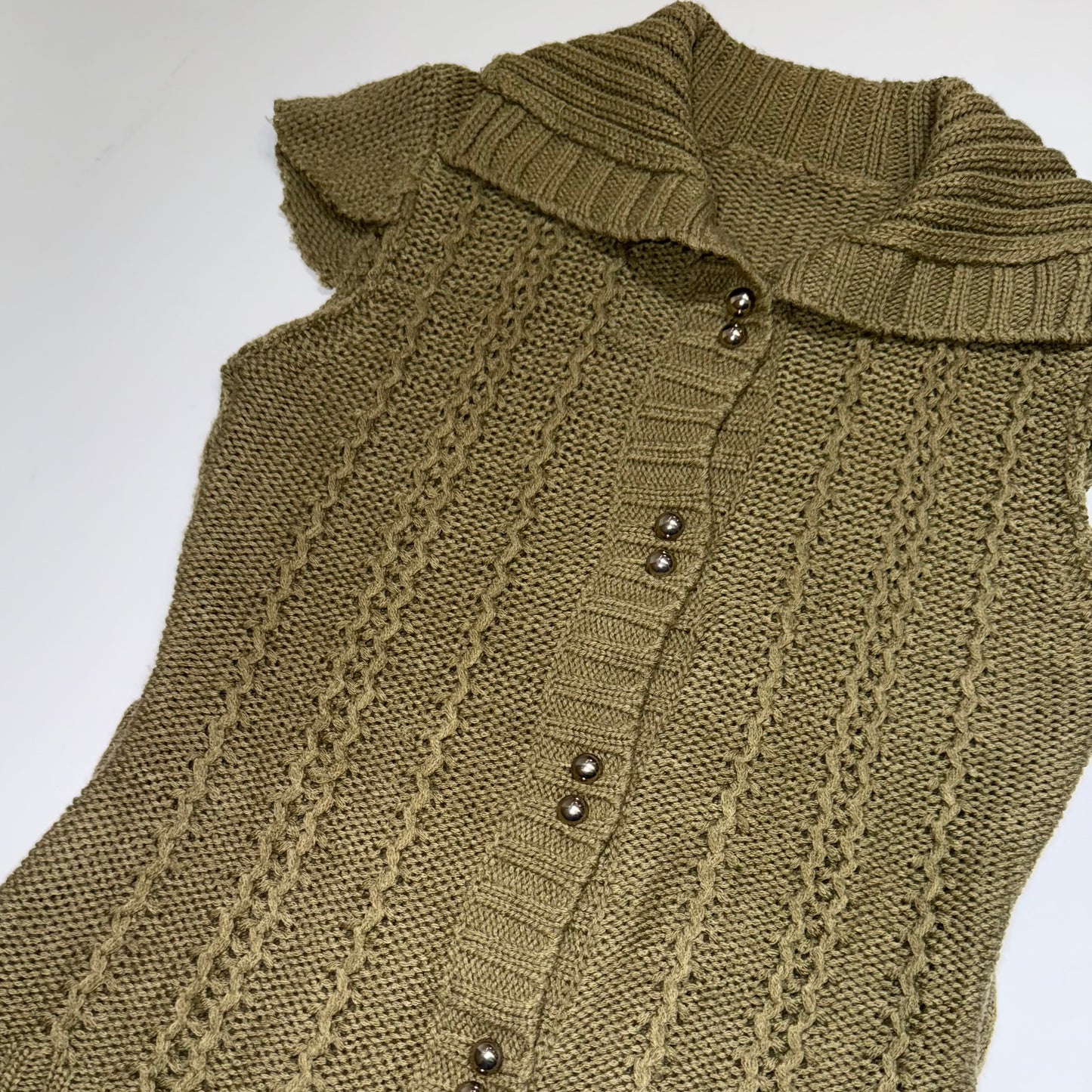 Green knit top with buttons