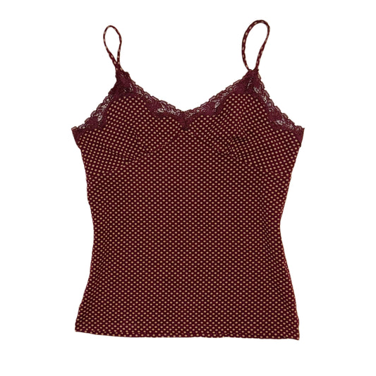 Wine red polka dot lace tank