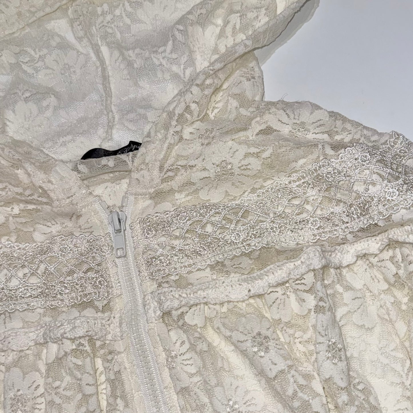 Ivory lace zip hoodie