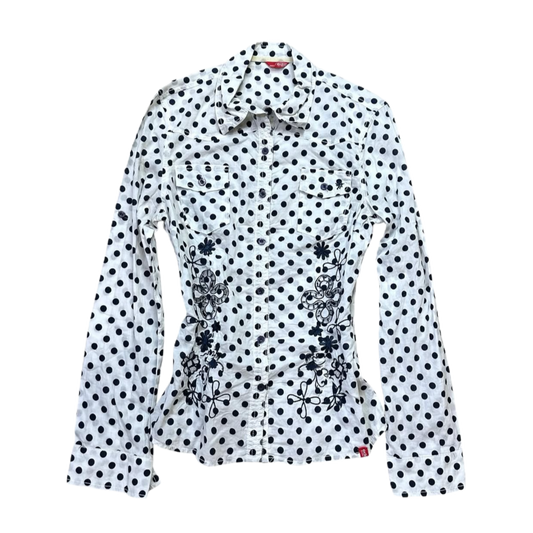 Edc embroidered polka dot shirt