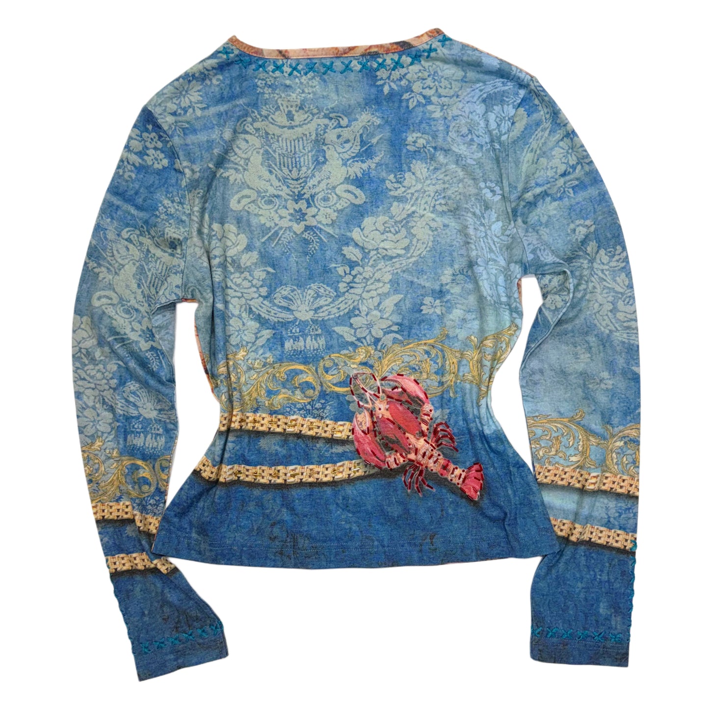 Bella Marzo Paris graphic lobster embroidered long sleeve