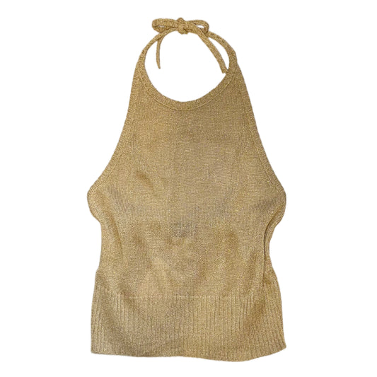 Morgan De Toi gold sparkly knit halter backless top