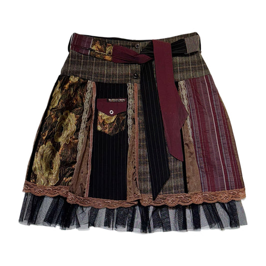 Patchwork glittering lace skirt