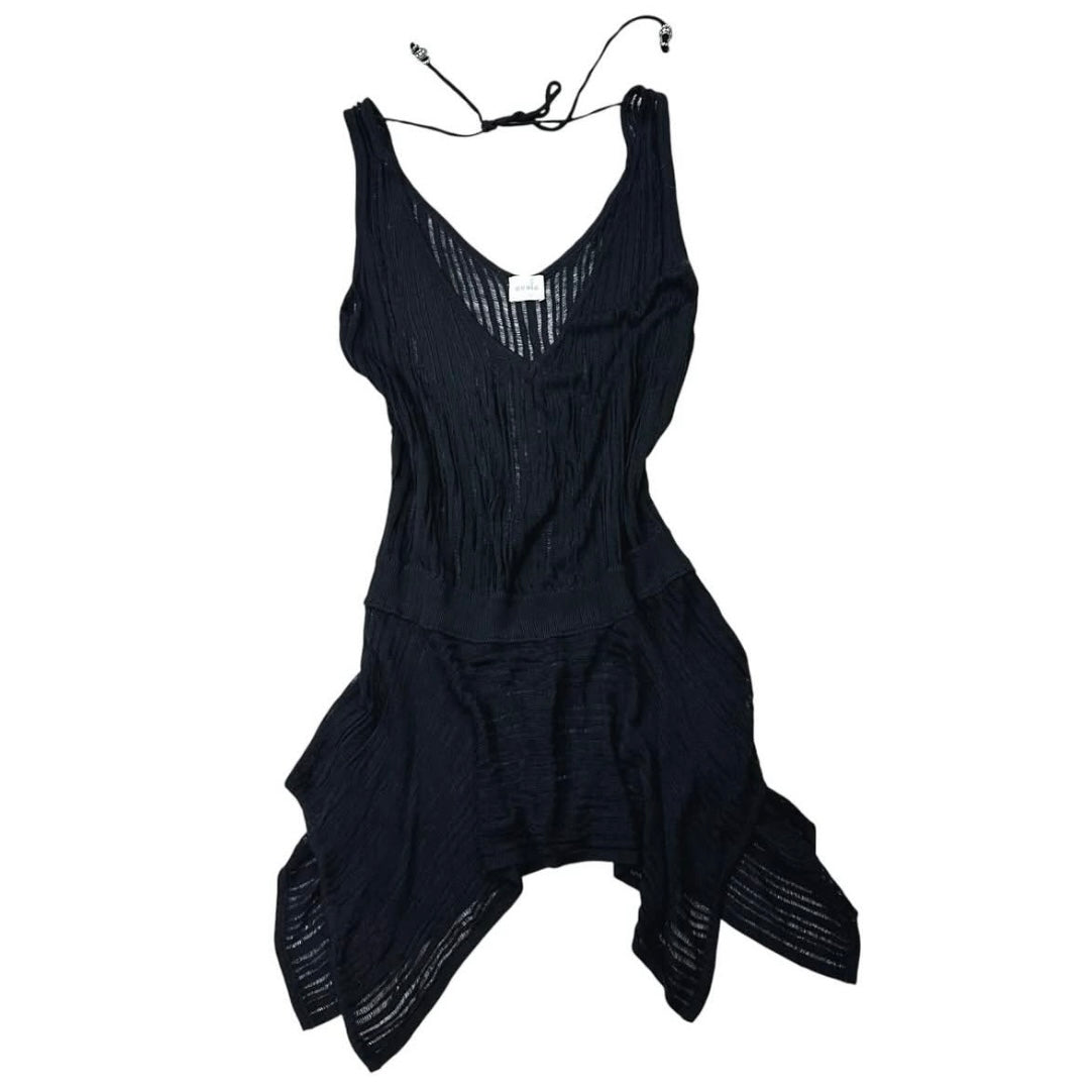 Black mesh top with beads details