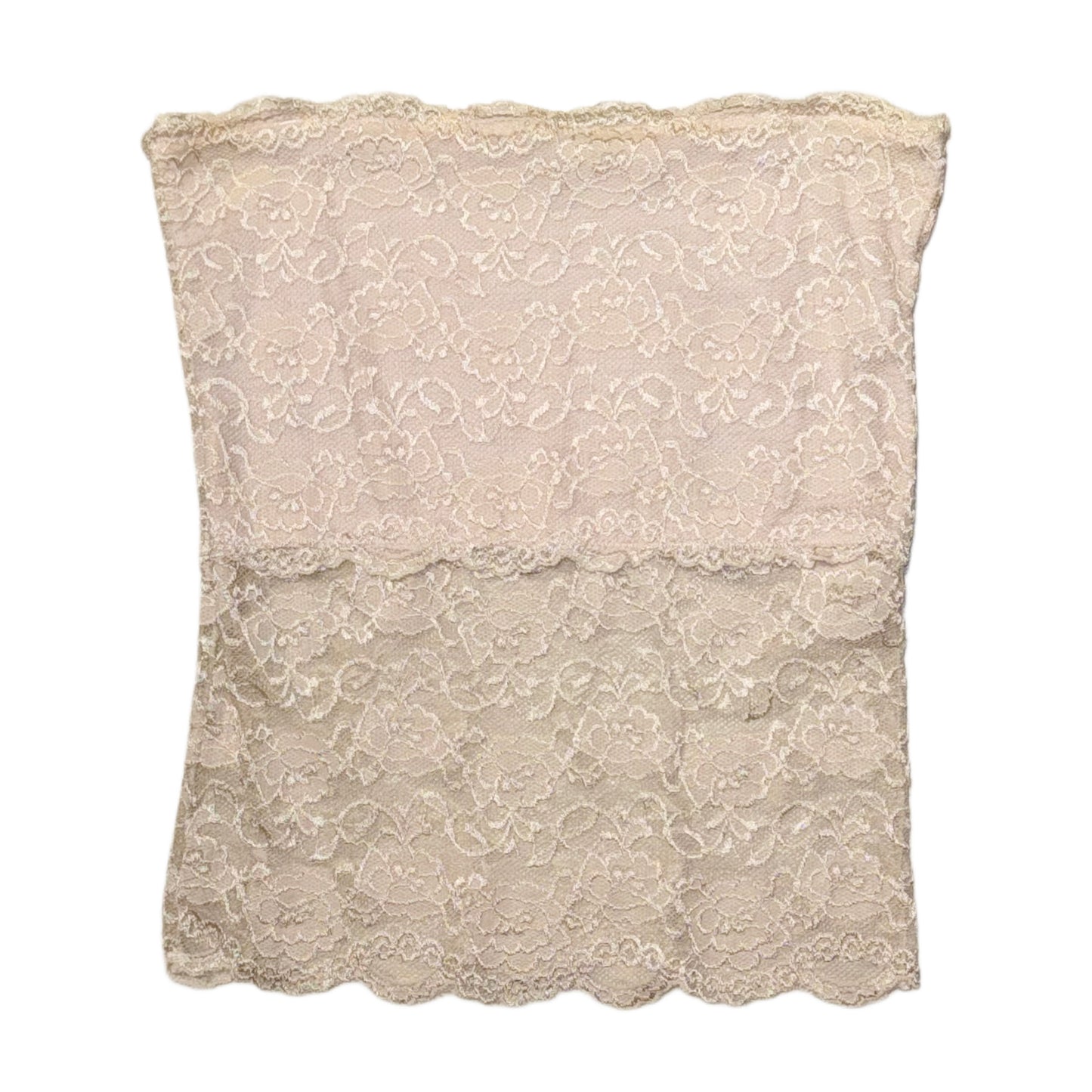 Ivory v-neck lace top with soft pink tube top set