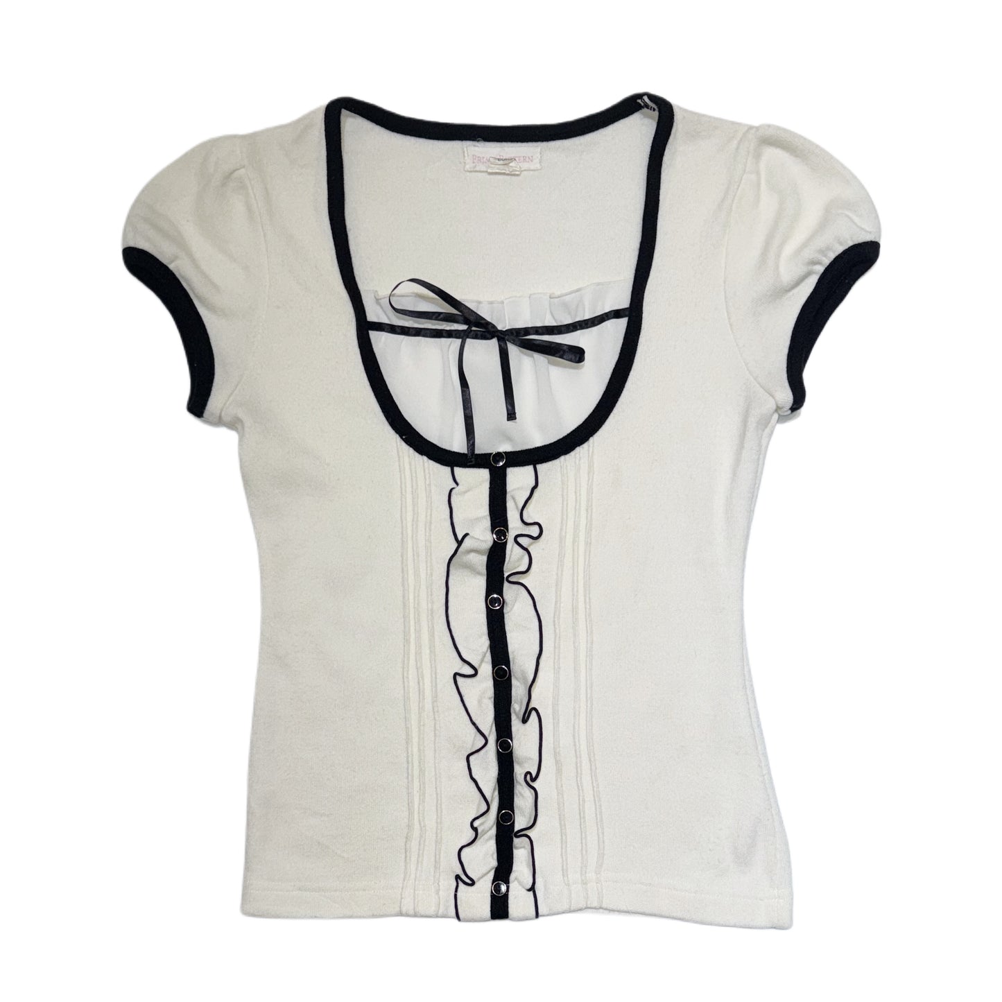 Coquette contrast trim ruffle top