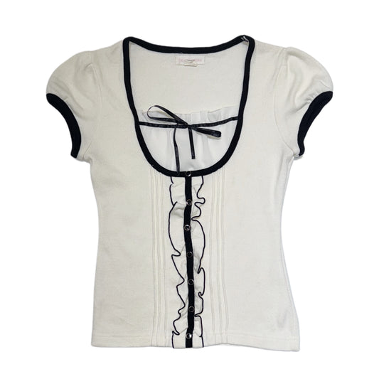 Coquette contrast trim ruffle top