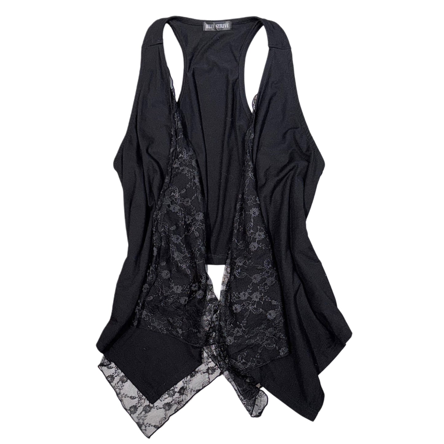 Layered asymmetrical lace vest