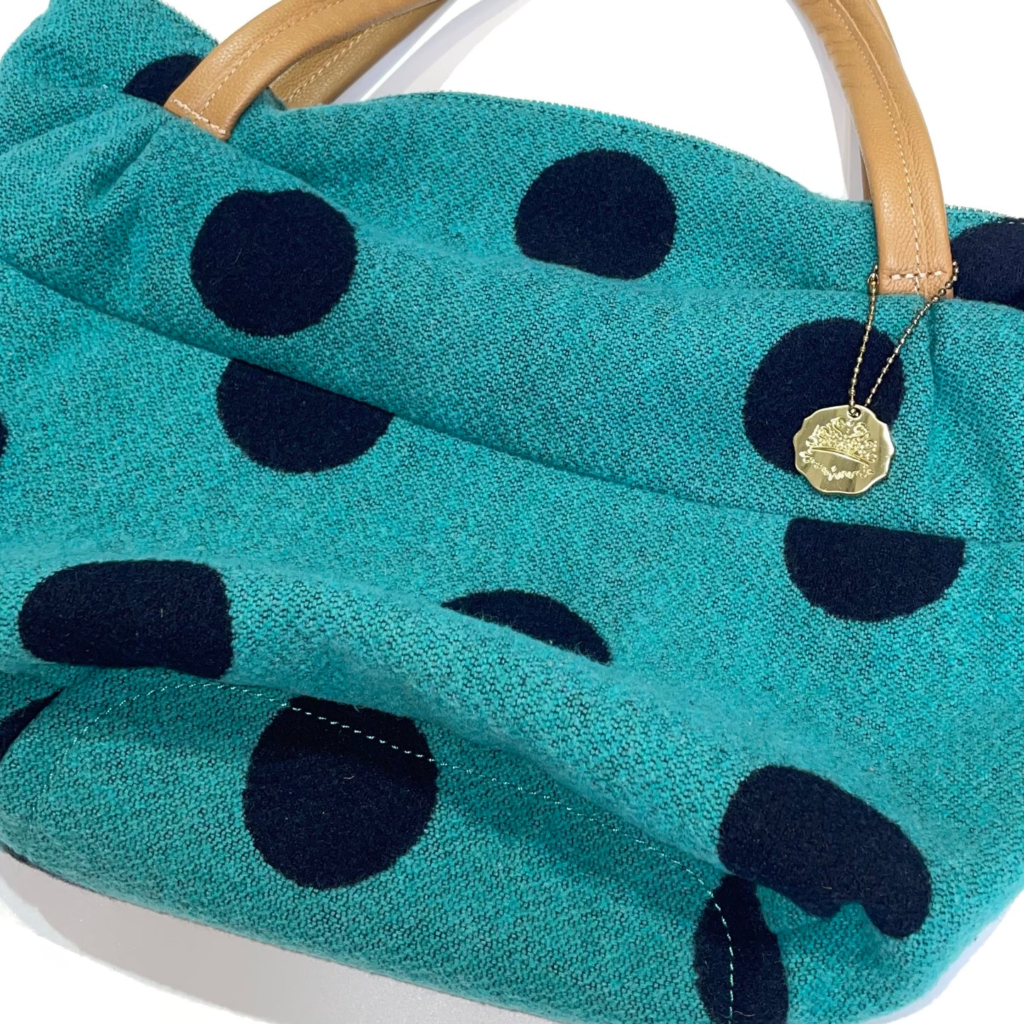 Teal polka dot pillow shoulder bag