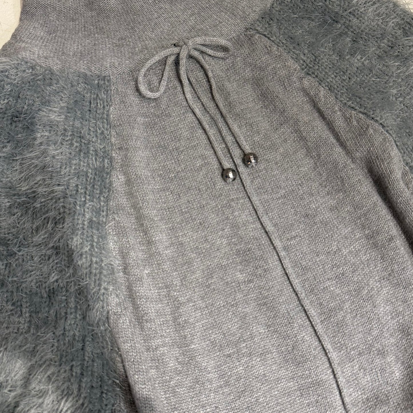 Grey furry sleeve top