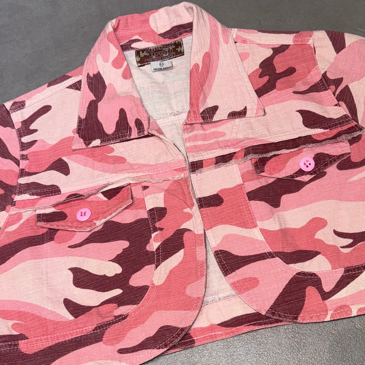 Pink camo cropped outer