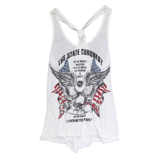The state conquest” backless white top