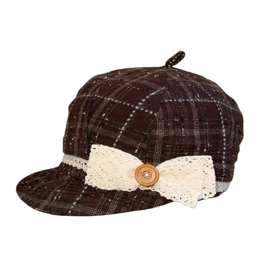 Lace trim check hat