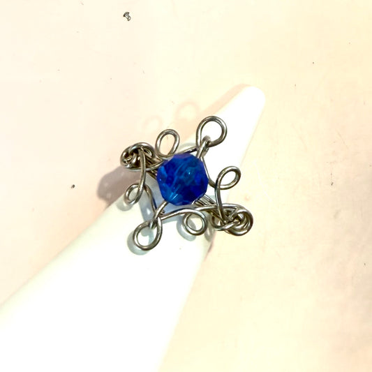 Handmade Blue bead ring