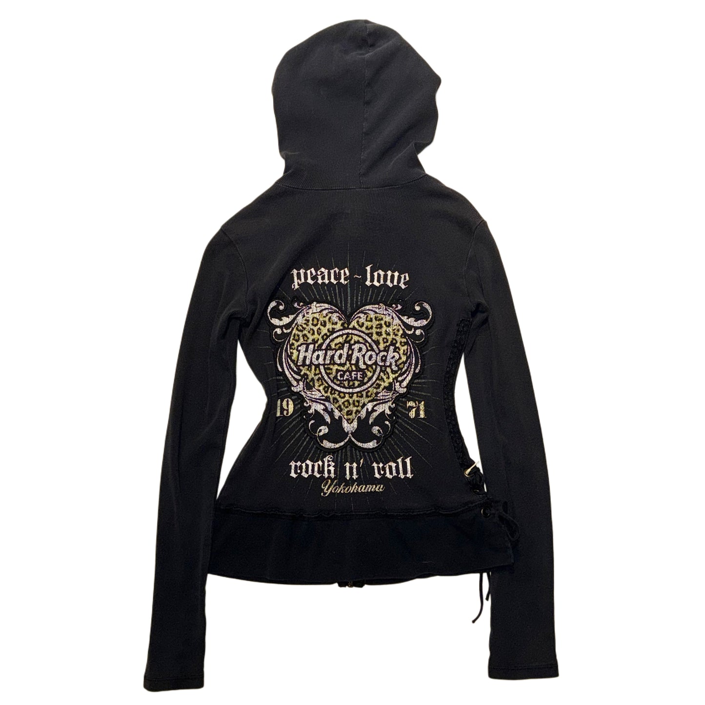 Hard rock leopard logo lace zip hoodie