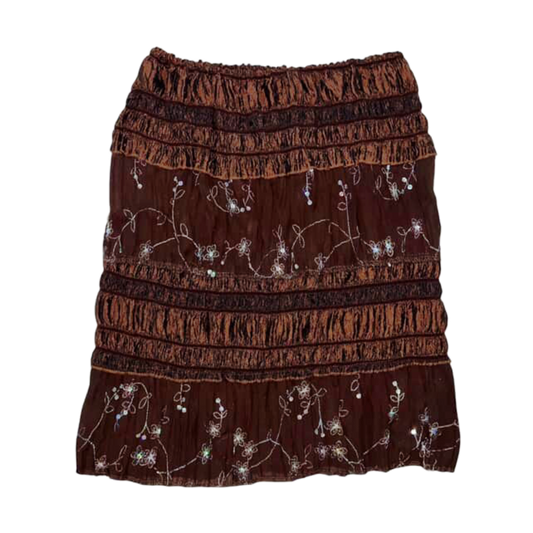 Brown floral midi skirt