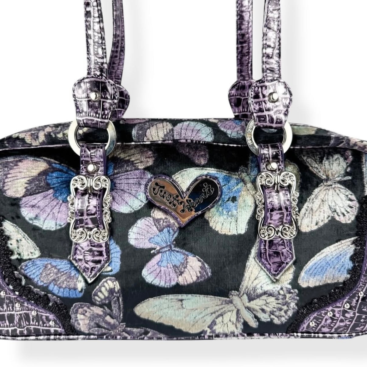 Think Bee purple butterflies shoulder bag
