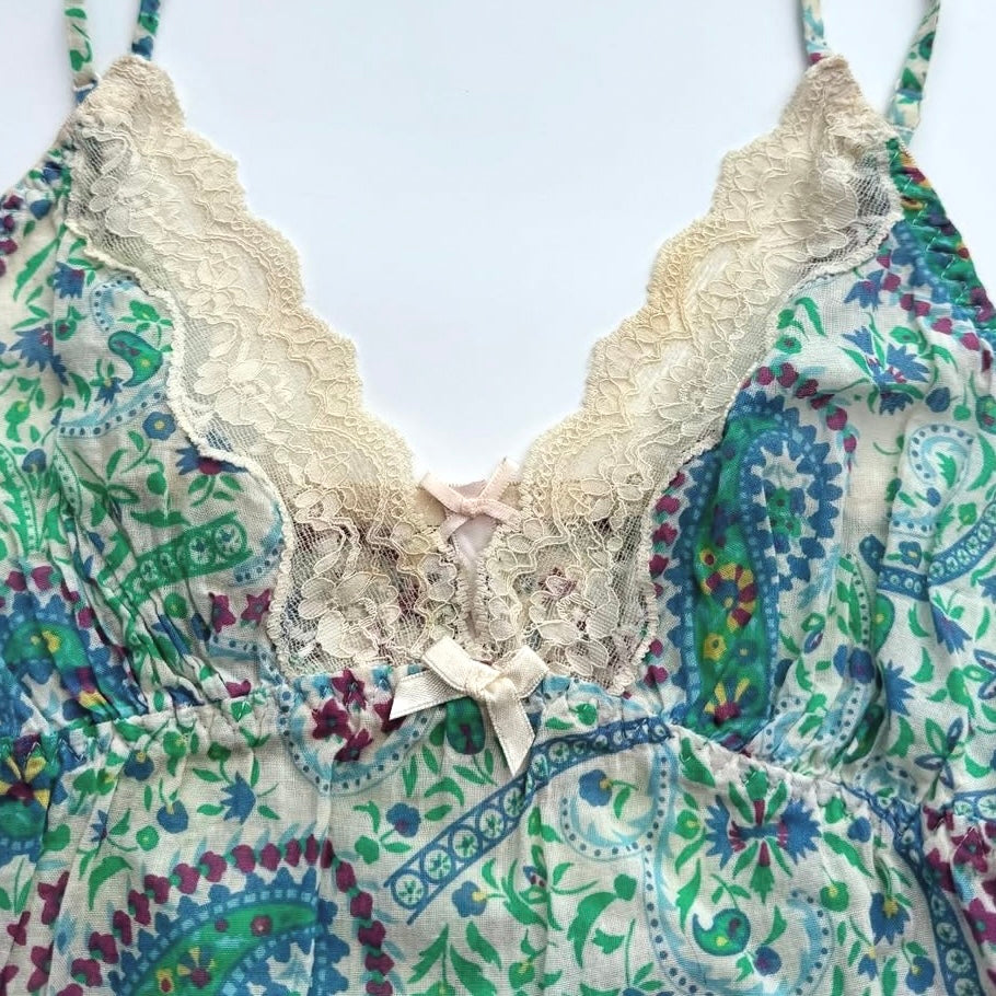 Green blue paisley cami tank