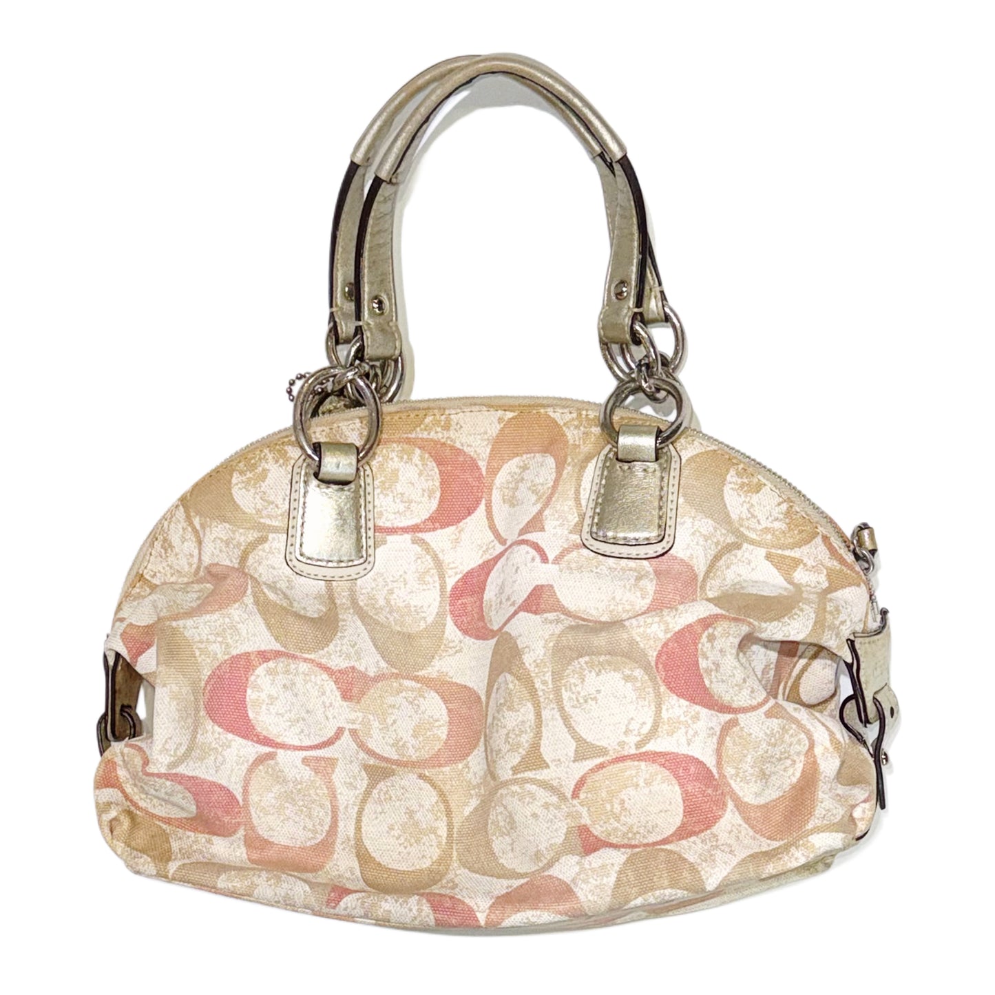 Coach beige pink embroidered 2way bag