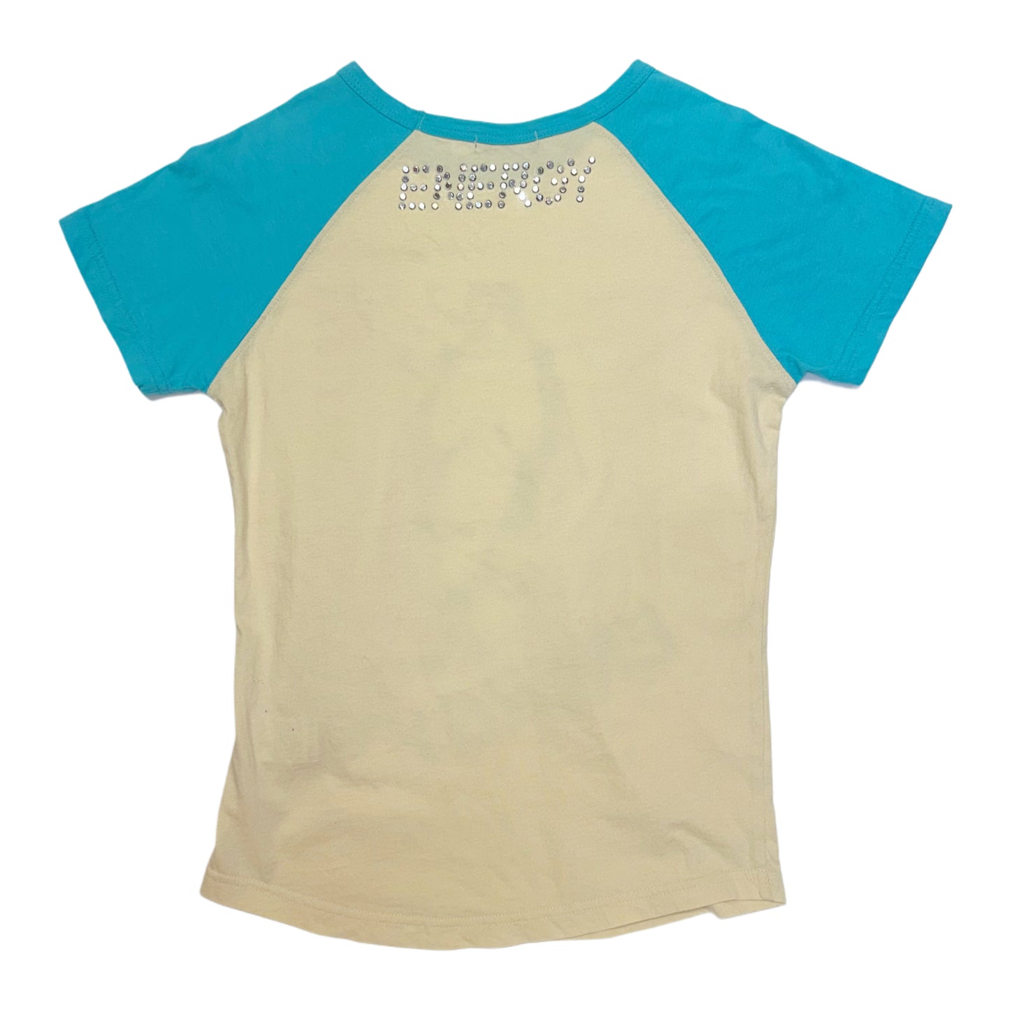 “Energy” ivory tiffany blue sleeve top