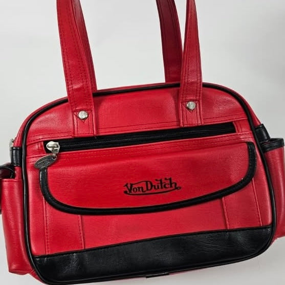 Von Dutch red and black bowling bag